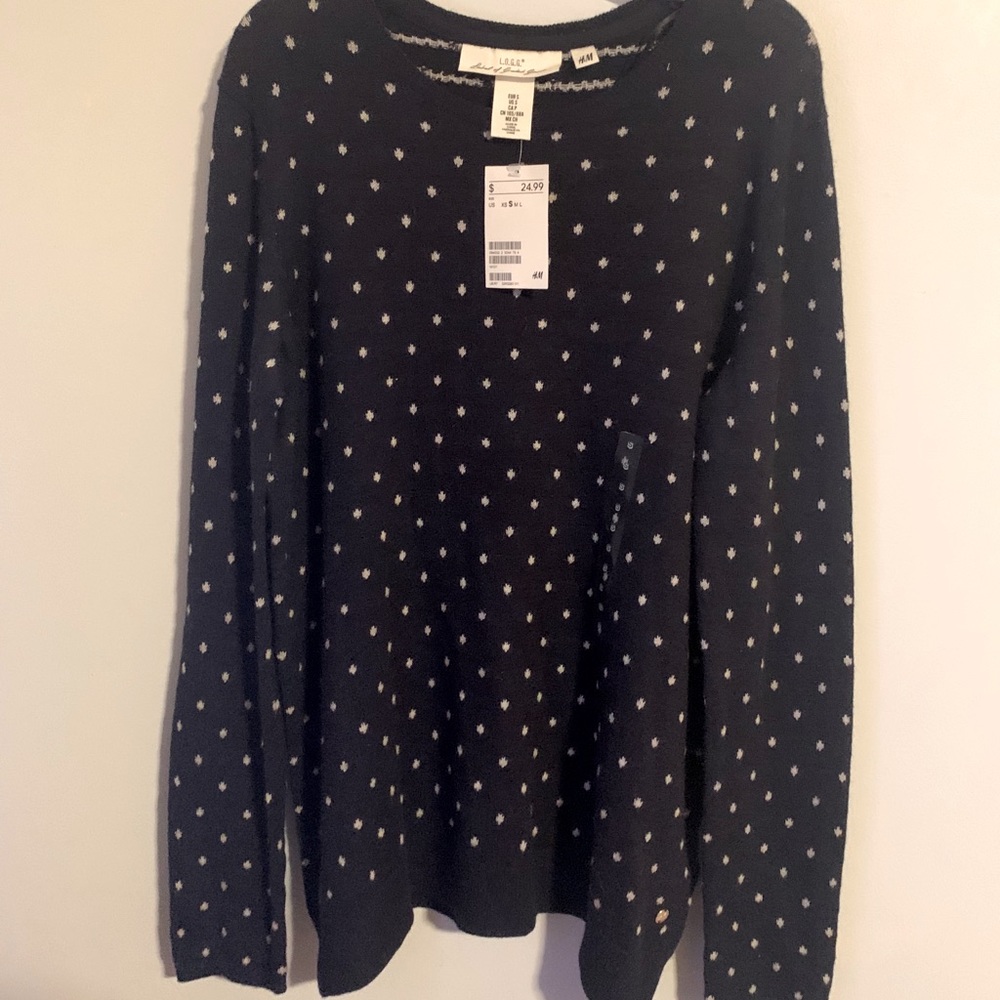 NWT H&M polka dot navy sweater